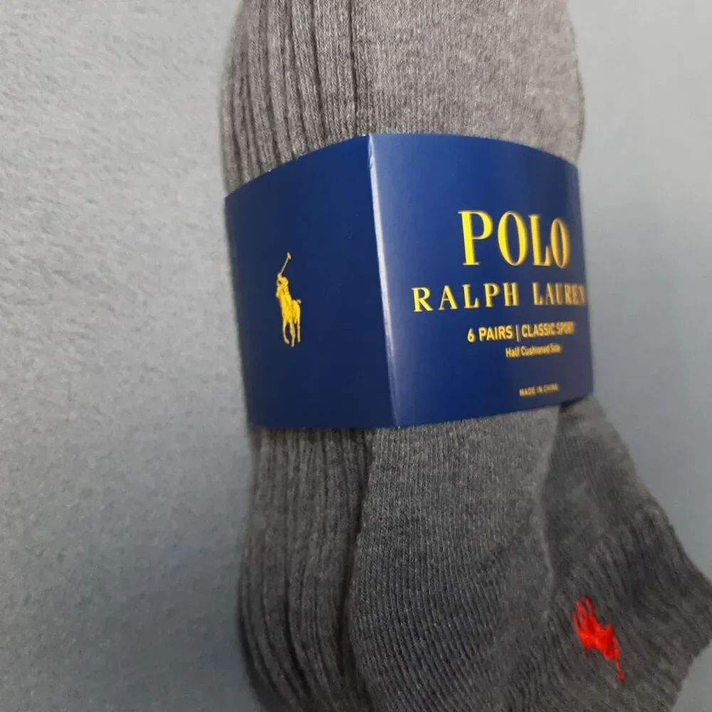 Polo Ralph Lauren Socks Mens Gray 6 Pairs Classic Sport Cushion PRL ZP113869PK6N